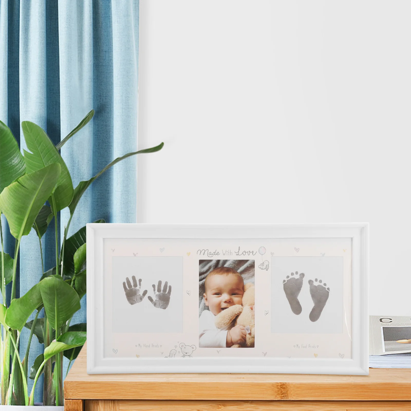 

Newborn Handprint Photo Frame Baby Footprint Picture Frame Infant Keepsake Photo Frame with Ink Pad