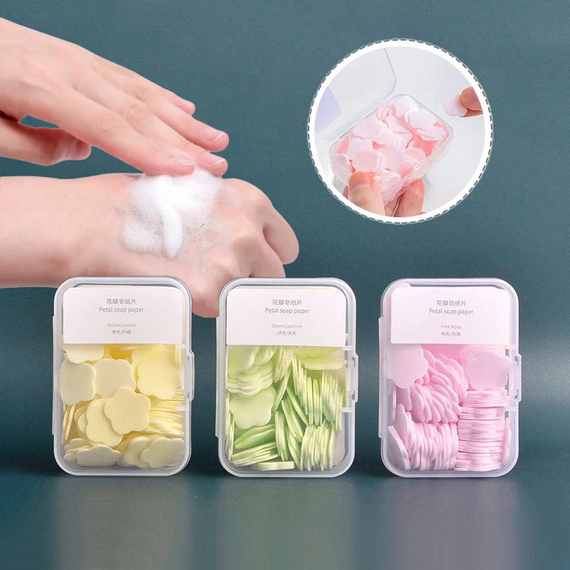 2 Boxes Disposable Cute Mini Flower-shaped Paper Soap Flakes Wash Hands Soap  Paper Travel Portable Hand Part Cleaning Supplies - AliExpress