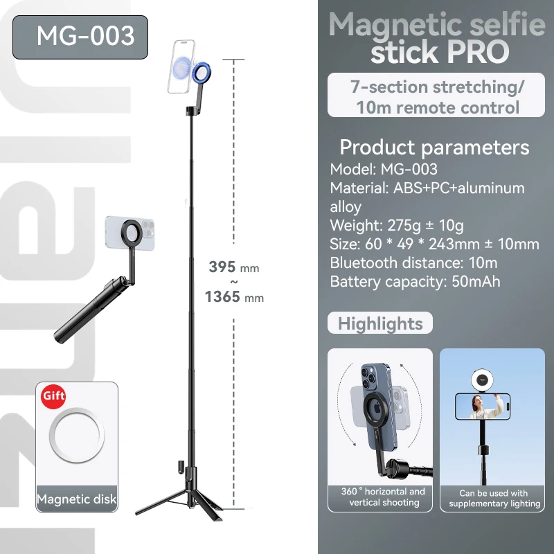 Support Téléphone Magnétique ULANZI MA50 - Double Aimant, Pliable, Compatible MagSafe IPhone 12-17, Trou Vis 6,35mm