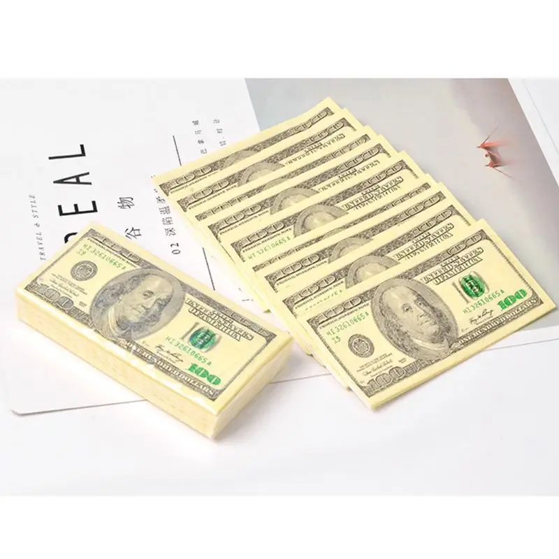8 Packs Creative Napkin Paper 100 Dollar Pulp Tissue Handkerchief Wedding Birthday Disposable Party Tableware