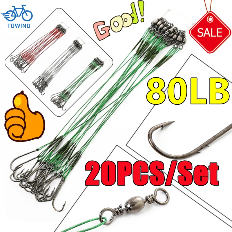Newest 20PCS/Set 12-25cm Anti Bite Steel Wire Leader Leashes For ...