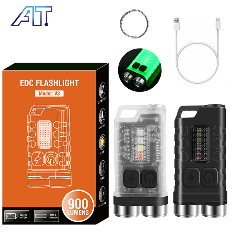 

Mini Pocket Flashlight LED + UV with USB Rechargeable Built-in Battery Flashable Lantern Outdoor Camping Work Light with Magnet