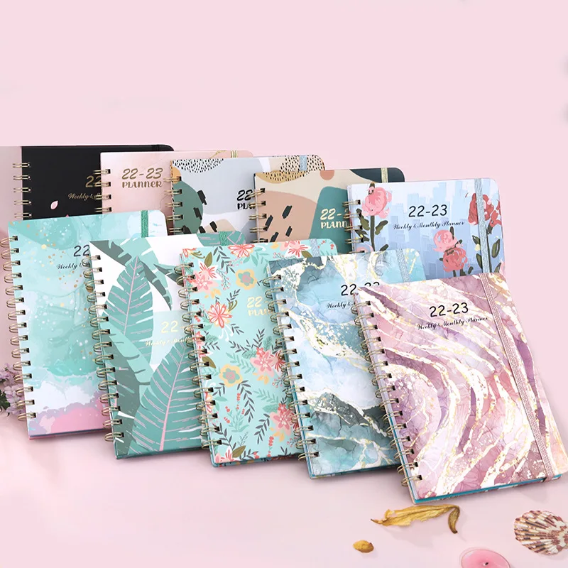 

76Sheets 2022 Flower Monthly Weekly Agenda Planner A5 Kawaii Notebook Cute Diary Journal Stationery Binder Gifts Office Supplies