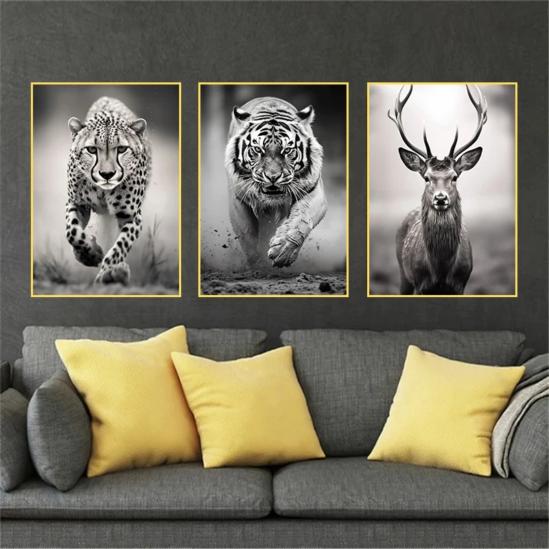 Monochrome Wildlife Canvas Art Prints
