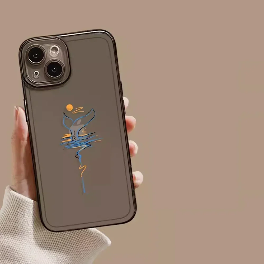 Whale Lovers Couple Clear Phone Case - Simple and Elegant Design