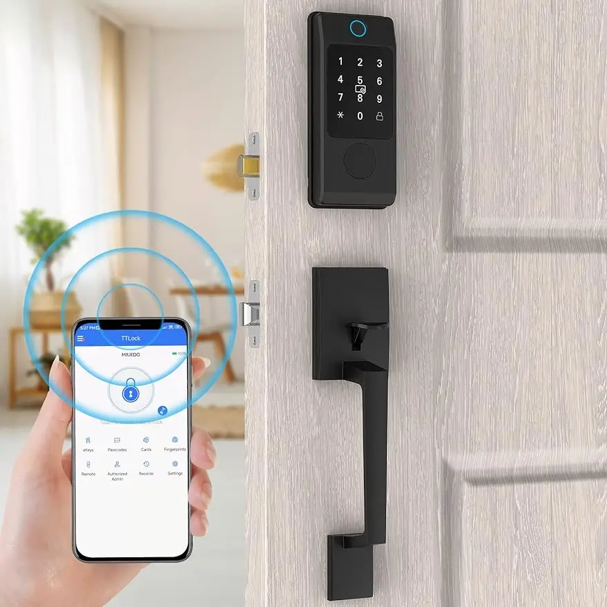 

Smart Front Door Lock Set - Miuedo Fingerprint Lock Keypad with Handle Keyless Entry Door Lock Electronic