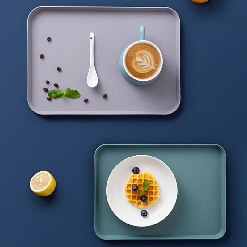 Nordic Multi-Function Rectangular Plastic Serving Tray Kitchen Organizer Home Kitchen Fruit Dessert Tray wooden serving tray tea tray utensil organizer