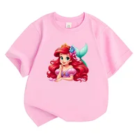 Cartoon The Little Mermaid Children Tees Princess Ariel Comic TShirt Cute Girls Kids T-shirt Summer Casual Cotton Clothes Kawaii 1