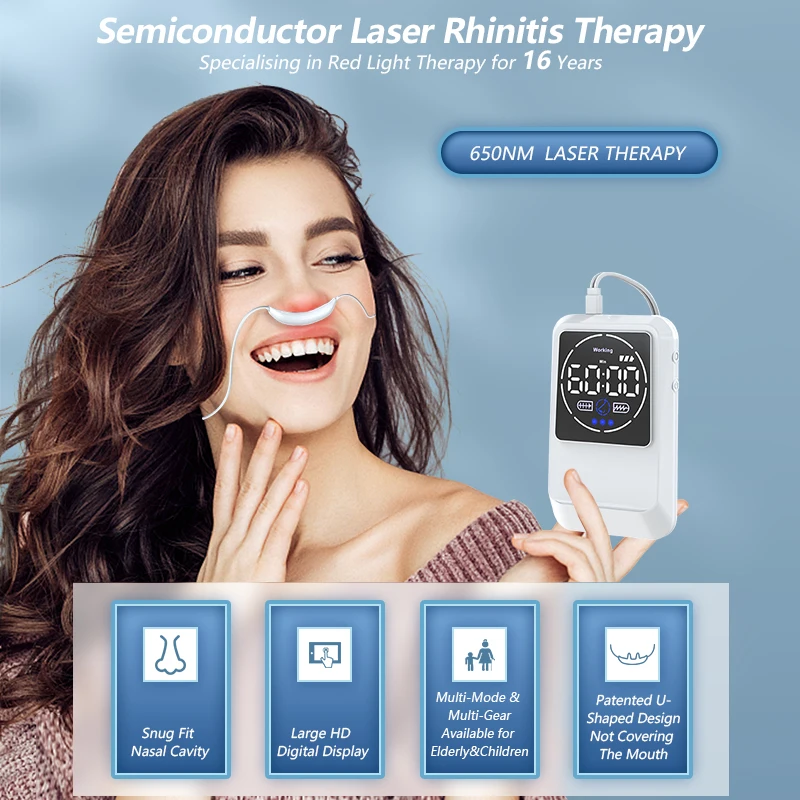 

KTS Rhinitis Treatment Device Nasal Care Intranasal ClassII 650nm Laser Therapy Device for Congestion Nasal Itching Sinusitis