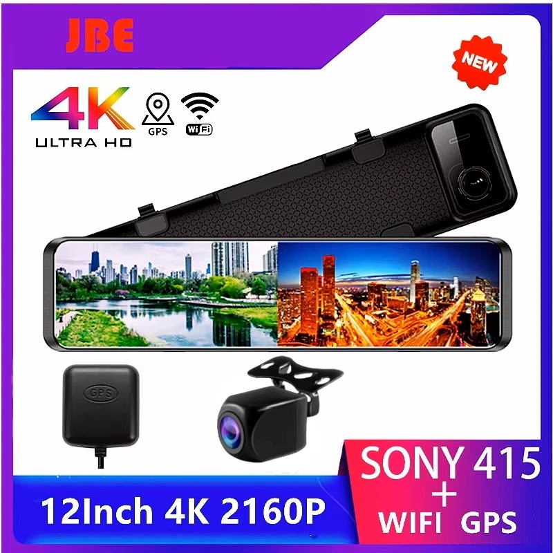 4K 3840*2160P 12 Inch Car DVR Dash Cam WIFI GPS Sony IMX415 Rear View Mirror 1080P Car Camera Video Recorder Park Monitor