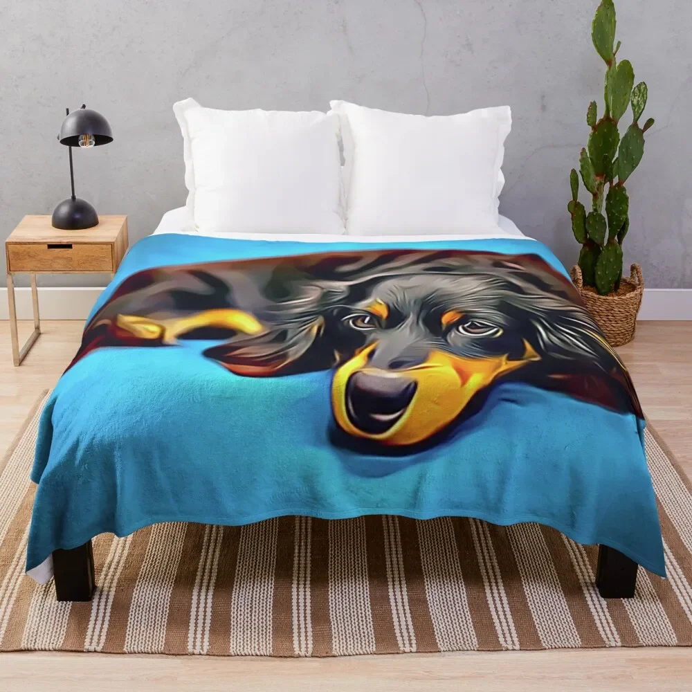 

Sleepy Long Haired Brown Dachshund Throw Blanket Blankets For Baby Stuffeds Blankets