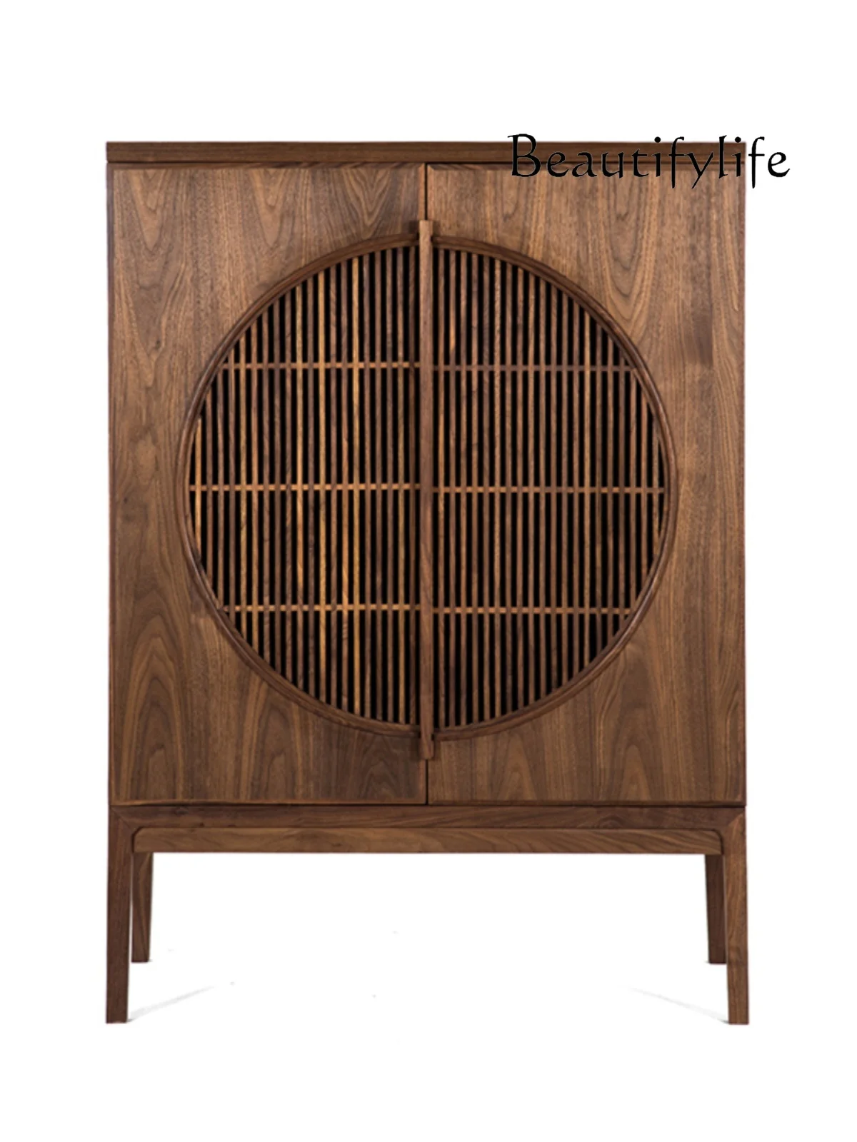

New Chinese Style Solid Wood Sideboard Cabinet Black Walnut Living Room Locker Hallway Shoe Cabinet Storage Door Cabinet