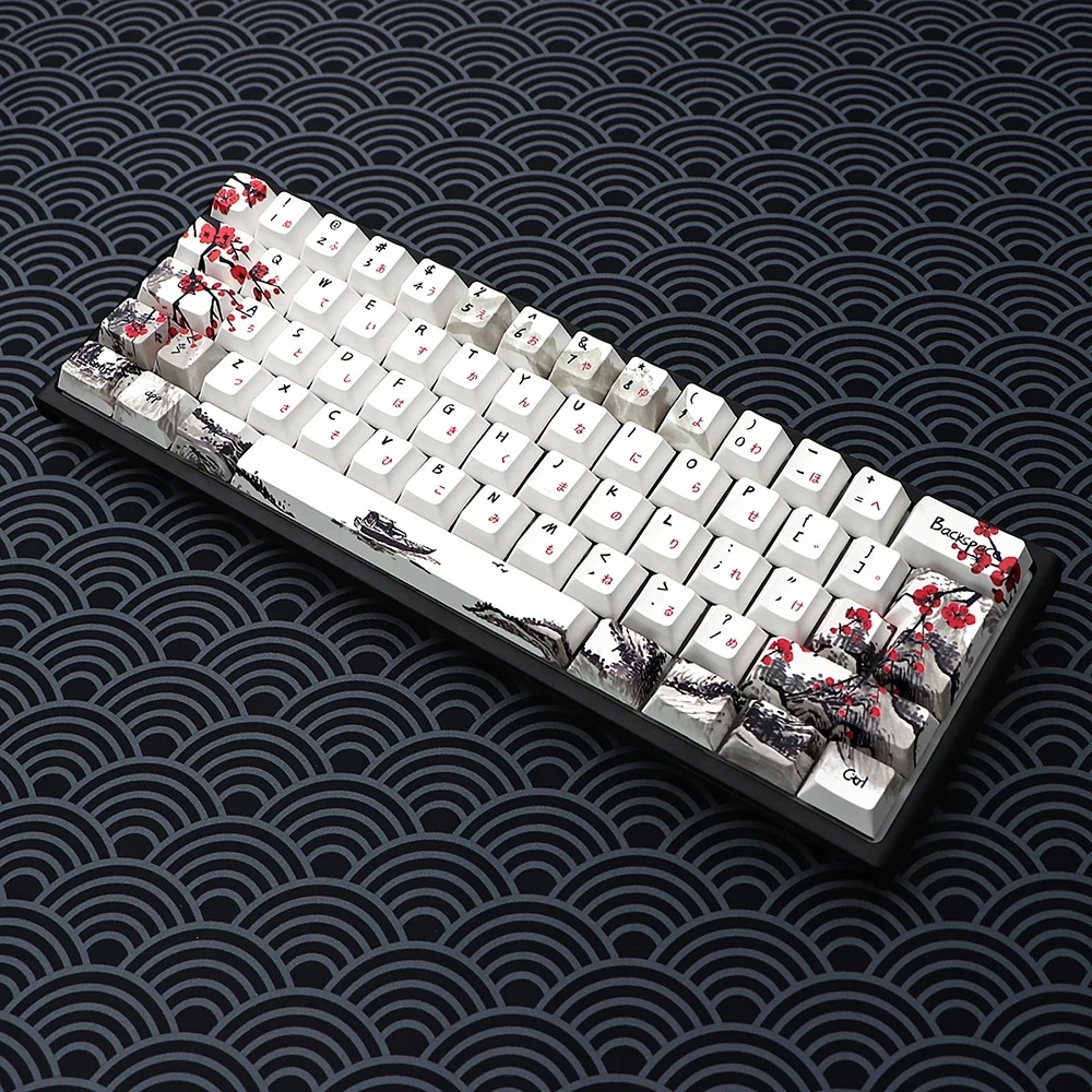 Keycaps Iso para Qwertz Azerty Alemão Francês Espanha Keycaps Dye Sub Plum Blossom Perfil de Cereja 61 64 67 68 80 Chaves - Imagem 2