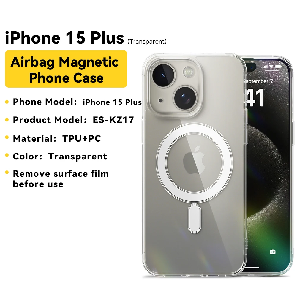 Essager Magnetic Clear Protective Case with Wireless Charging Support