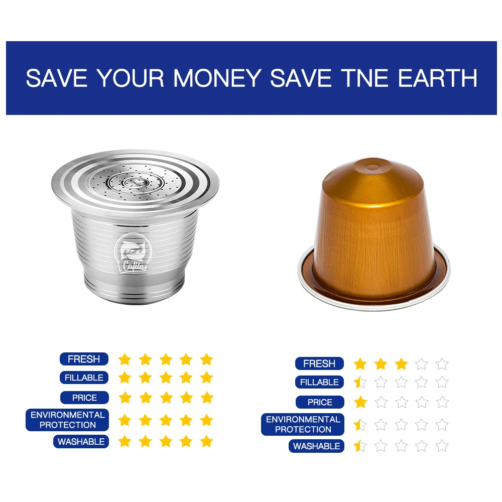 iCafilas  Refillabe Coffee Capsule For Nespresso Stainless Steel Coffee Filters Crema — view 5