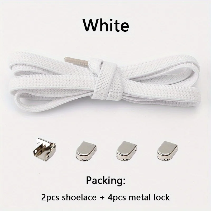 Elastic Lace-Up Sports Shoe Laces - Adjustable Casual Shoelaces with Metal Tips
