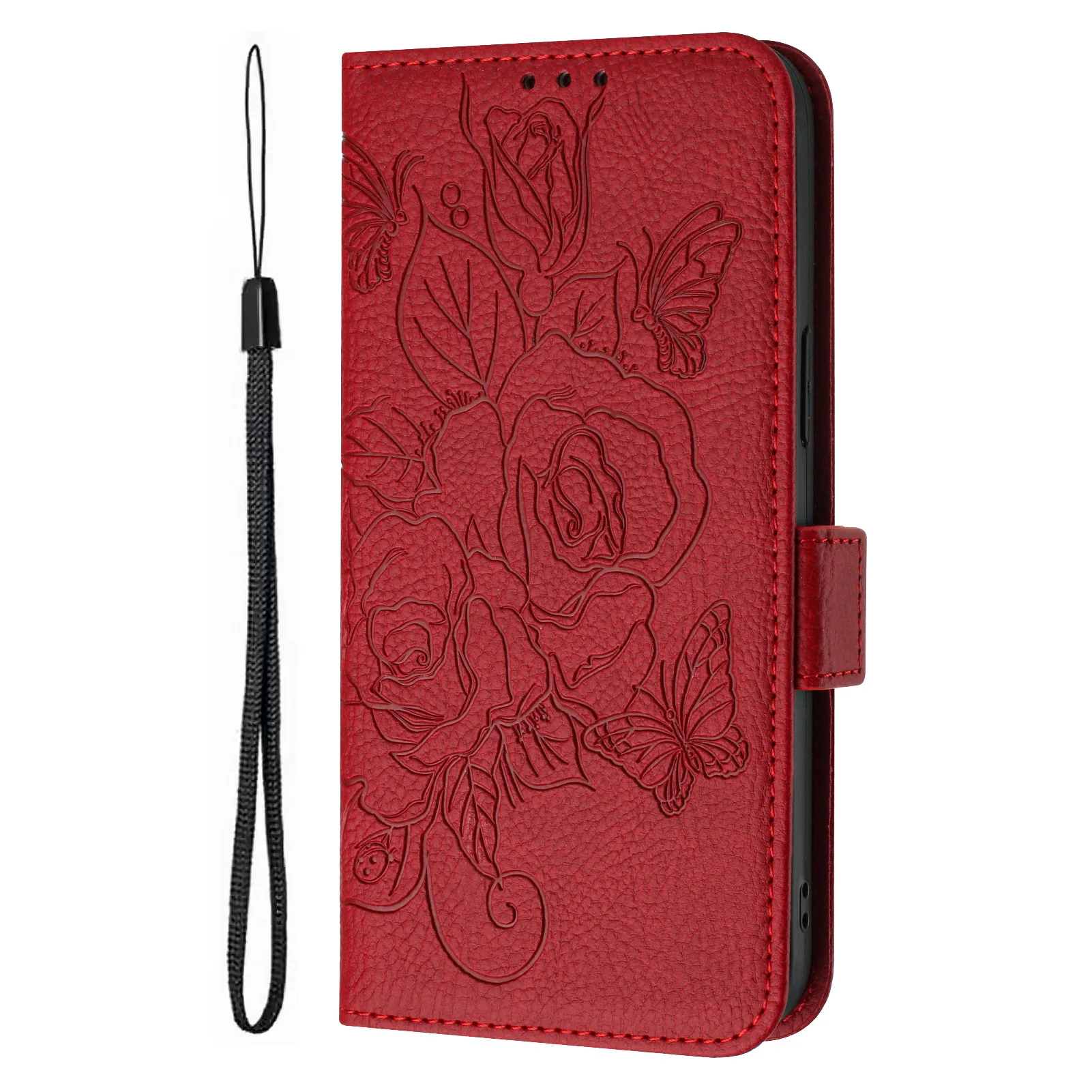 Elegant Leather 3D Flower Wallet Case with Card Holder Flip Cover