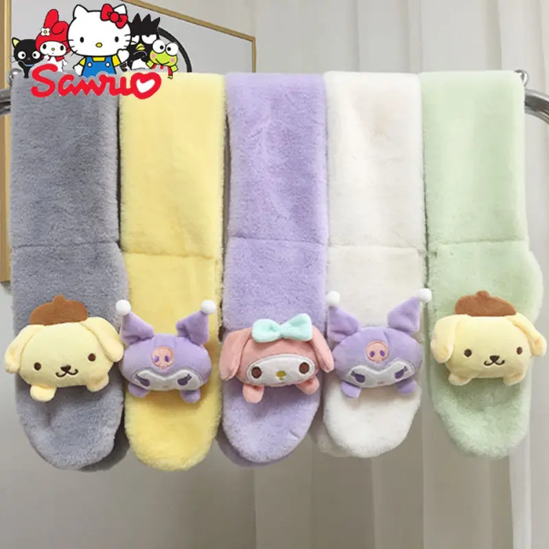 Sanrio Thick Cartoon Baby Plush Neck Scarf Kuromi Melody Cinnamoroll Children\'s Warm Soft Girls Kawaii Thickened Cute Neck Cover