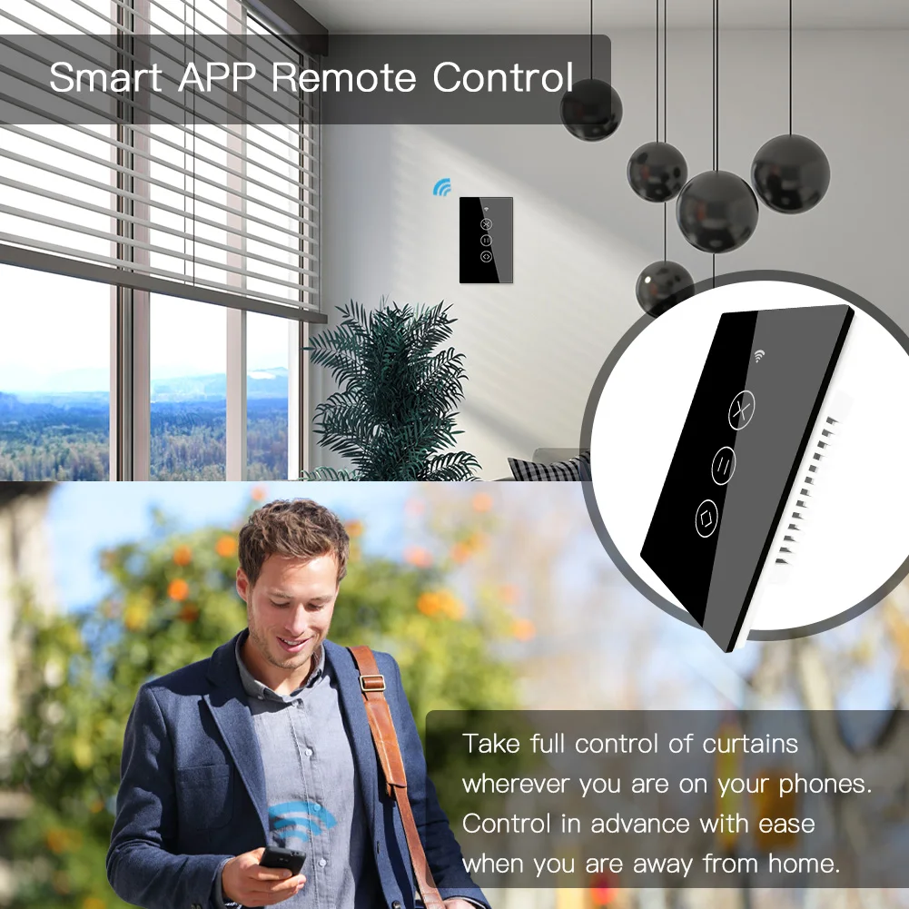 미국 EU WiFi RF433 스마트 터치 커튼 롤러 블라인드 모터 스위치 Tuya 스마트 라이프 App 원격 제어는 Alexa Google 홈과 함께 작동합니다.