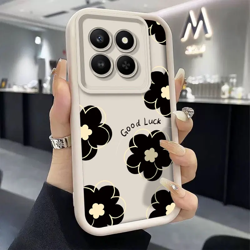 Luxury Black Floral Love Heart Silicone Phone Case - Soft Protective Bumper Cover