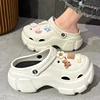2024 New Sandals DIY Cute Cartoon Clogs Women Mules 7cm Platform Beach Slippers Cave Hole Female Garden Shoes For Students Girls 2