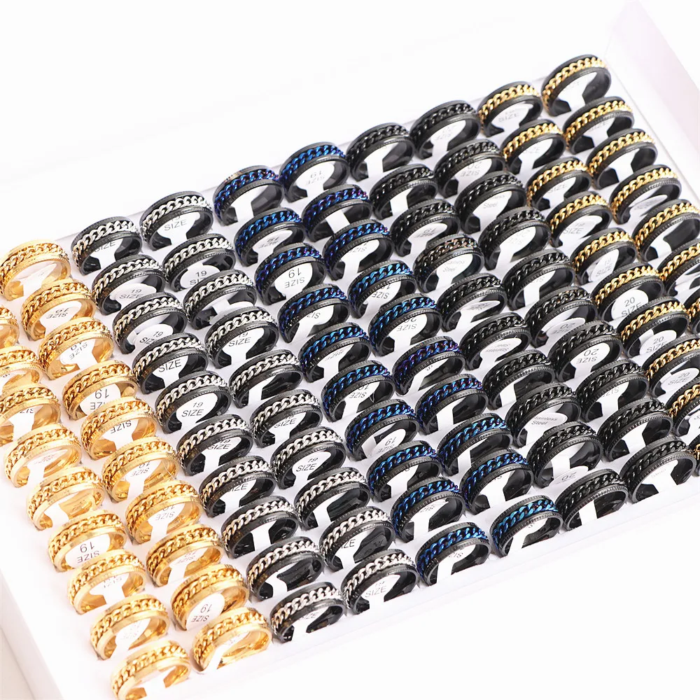30 teile/los Mode Spinner Rotierenden Kette Edelstahl Ringe Für Frauen Männer Mischen Farbe Rock Schmuck Party Geschenke – Detail 11