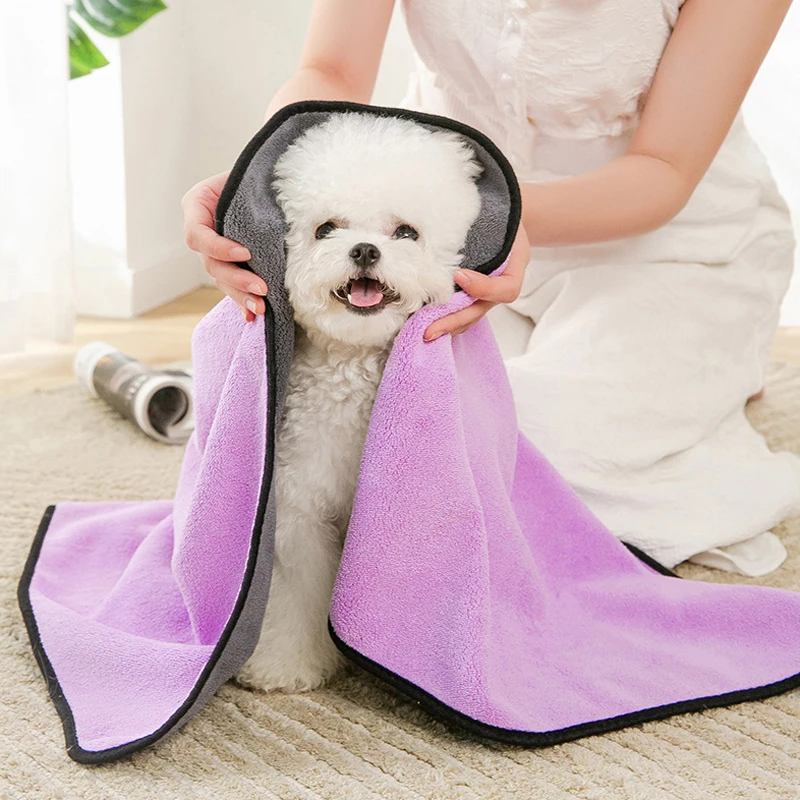 Toalla de secado rápido para mascotas, bata de baño absorbente de fibra suave para gatos, paño de limpieza conveniente para mascotas, accesorios para mascotas - Imagen 3