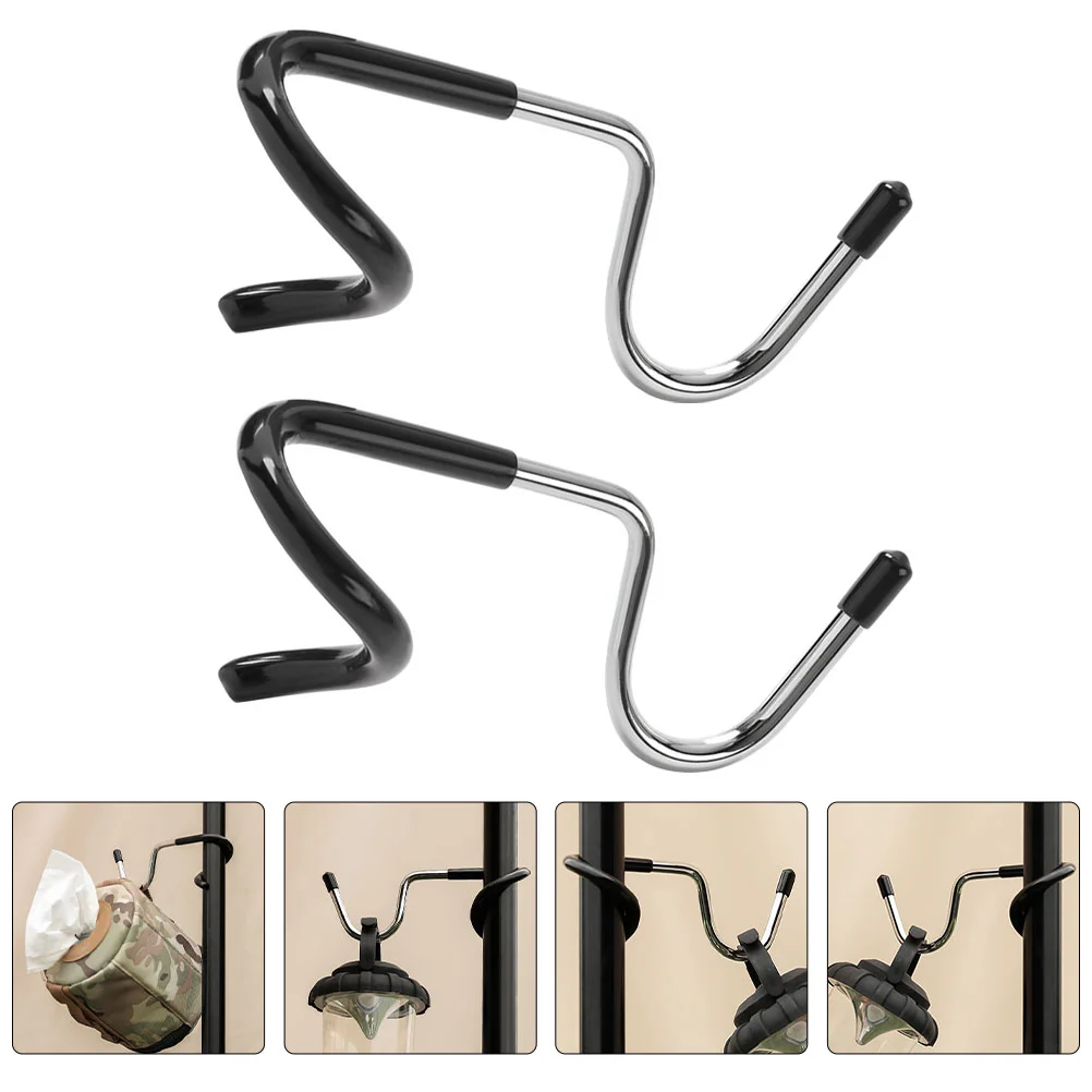 

2 Pcs Light Pole Hook Wall Mount Hanger Clothes Rack Stainless Steel Versatile