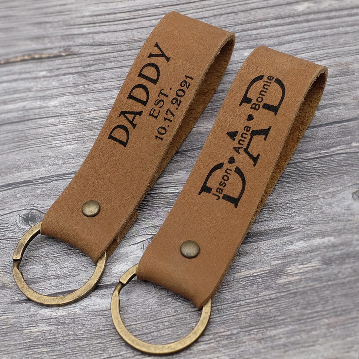 Personalized Leather Keychain Engraved Leather Key Ring for Father's Day Gift Best Dad Ever Key Chain for Dad custom calendar photo keychain personalized picture key ring photo key chain gift for mom dad anniversary gift father s day gift