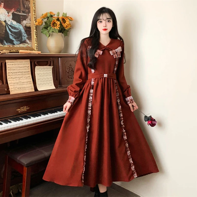 

French Hepburn Style Vintage Elegant Sweet Fairy Party Dresses For Women Fashion V-Neck Patchwork High Waist Midi Dress Robe