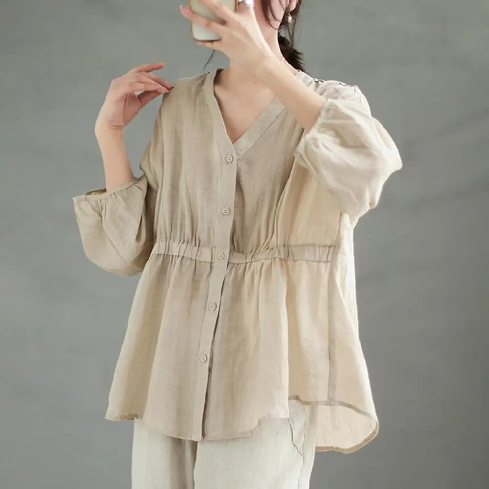 

Women Top Stylish Women's V-neck Half Sleeve Pullover Tops Solid Color Streetwear Loose Fit Breathable Shirt For Spring Summer