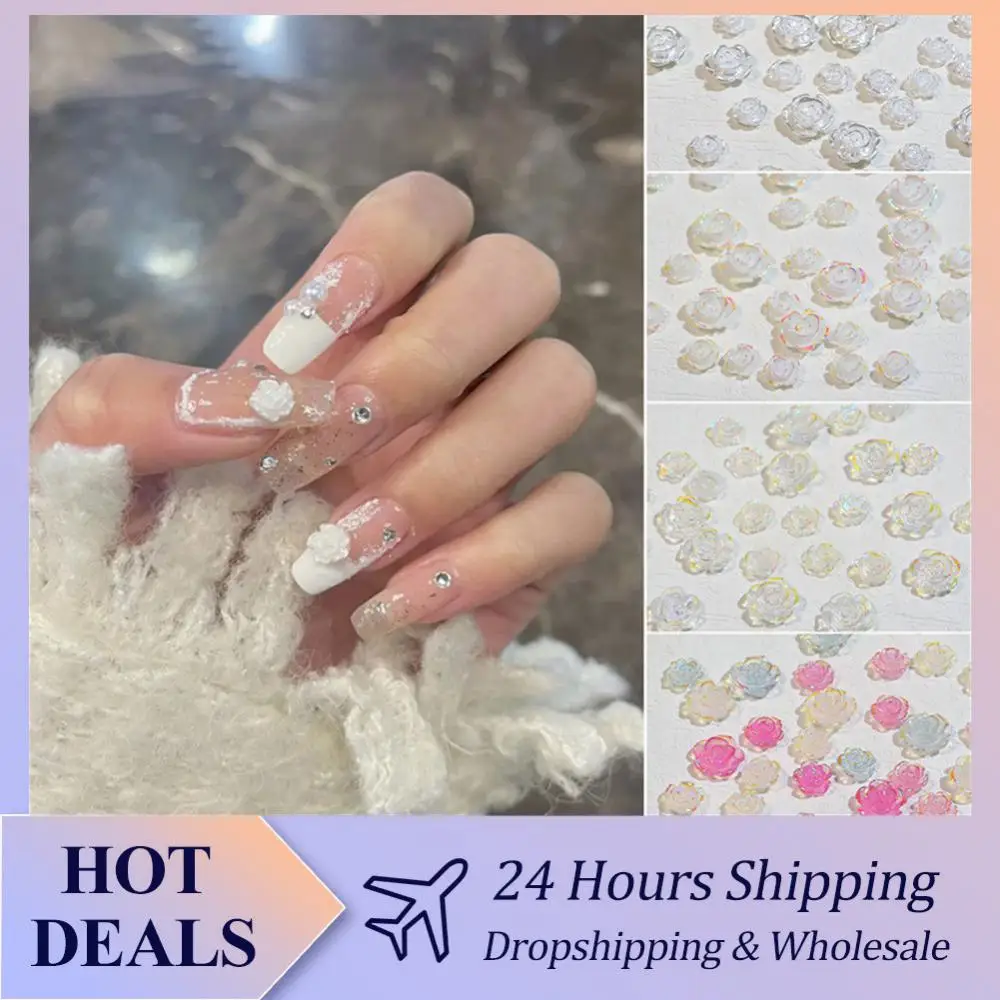 White Acrylic Flower Nail Art Decoration Mixed Size Rhinestones Gold Silver  Gem Manicure Tool Accessories DIY Nails Design - AliExpress
