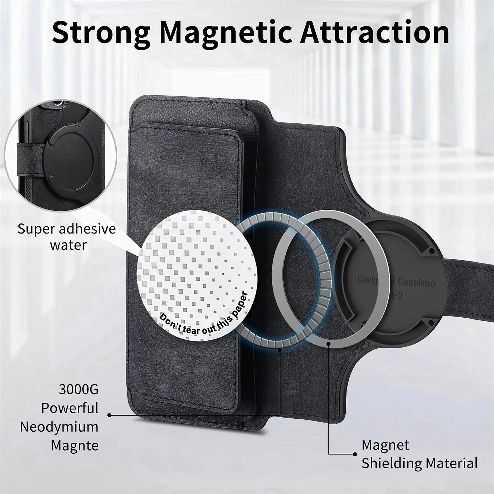 For iPhone 15 14 13 12 11 XS Max XR 8 7 6 Plus Wallet Case, Zipper Storage Design, Detachable Magnetic Flip Folio Cover