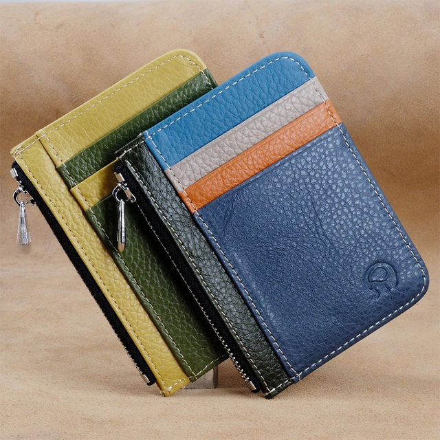 100% Real Leather Zip Card Wallet Custom Initials Luxury Women