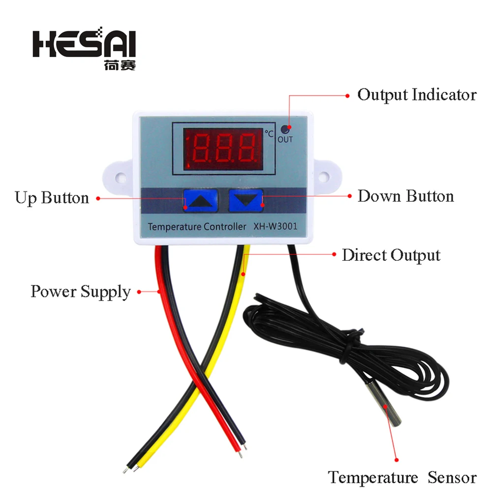 XH-W3001 Digitaler Temperaturregler Mit LCD, Wasserdichter Sonde, -50°C Bis 110°C – Thermostat Für Inkubatoren, Klimaanlagen, Aquarien & Mehr (110-220V/1500W)