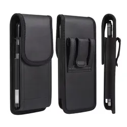 Lichee Pattern PU Leather Universal Waist Phone Pouch with Belt Clip - 14.2cm x7.5cm x1.8cm (Black)