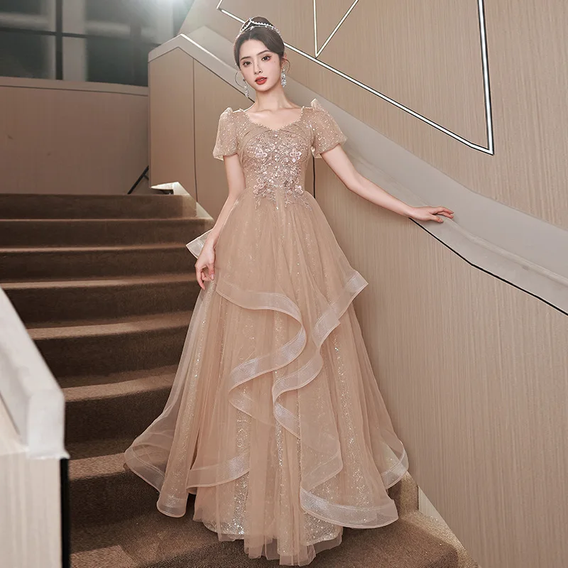 Elegant Evening Dresses for Women Ruffle Fluffy Organza A-line Prom Gown  Girl's birthday party graduation dress Engagement party - AliExpress  200000345