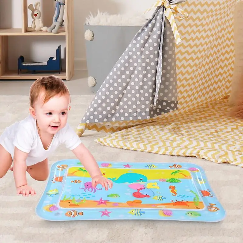 1pc Ocean Theme Baby Playing Water Mat PVC Inflatable Play Mat Cushion Toddler Pad Kids Early Educational Activity Toys