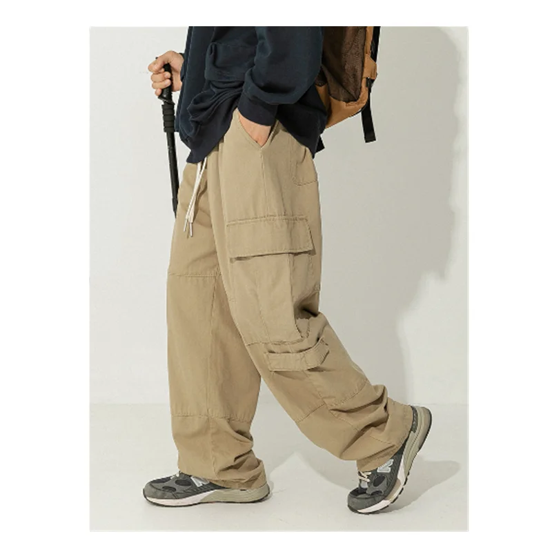 Men's Long Pants Men's Japanese Work Suit Pocket Casual Pants 2023 Autumn/Winter Loose Retro Versatile Cotton Long Pants L0009