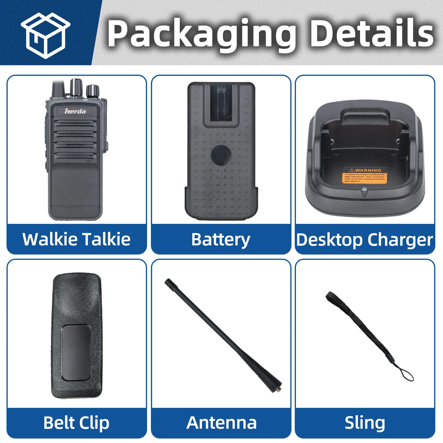 Herda H368D Long Range Walkie Talkie 5W Powerful UHF 400-470MHz Ham 16 Channel Two Way Radio Handheld Transceiver