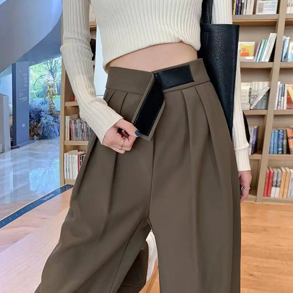 Ol Commute Pants Versatile Women's Formal Trousers Wide Leg High Waist Adjustable Fit for Office Commute Formal Occasions Lady