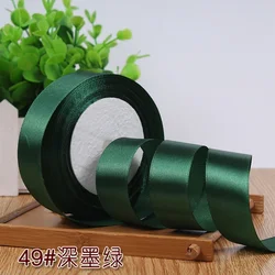 Elegant Beige Silk Satin Ribbon for Crafts and Decorations (Dark Green)
