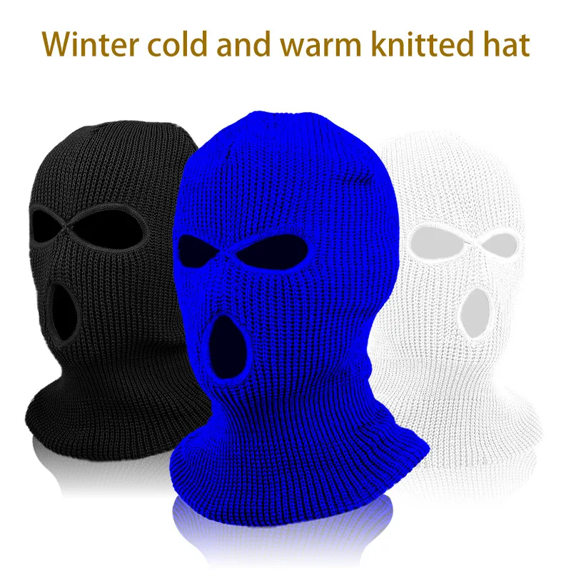 black skully beanie 3 Holes Winter Warm Unisex Balaclava Mask Hat Full Face Mask Black Knitted Ski Snowboard Hat Cap Hip Hop Multiple Colour Beanie winter cap for men