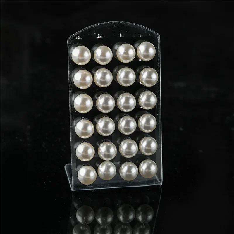 Imitation Pearl Stud Earrings Women Ear Jewelry Round Ball 4 6 8 10mm 12Pairs