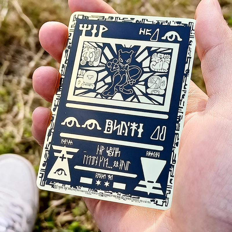 Pokemon Black Metal Card Mewtwo Pikachu Energy Card Charizard Rayquaza Rare Game Collection Battle Trainer Iron Card Kid Gift
