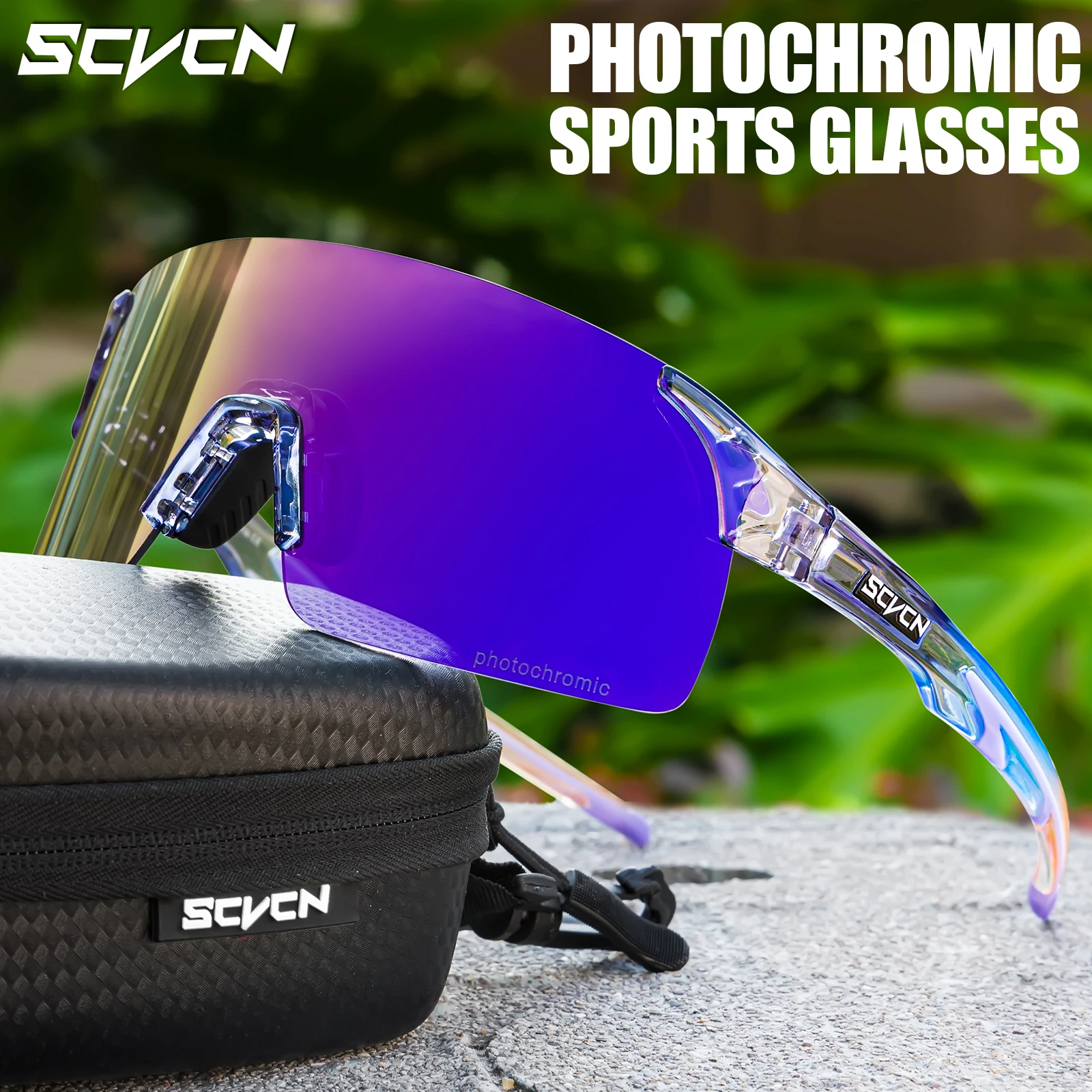 Scvcn Photochromic Clear Mountain Bike Glasses Bike Glasses For