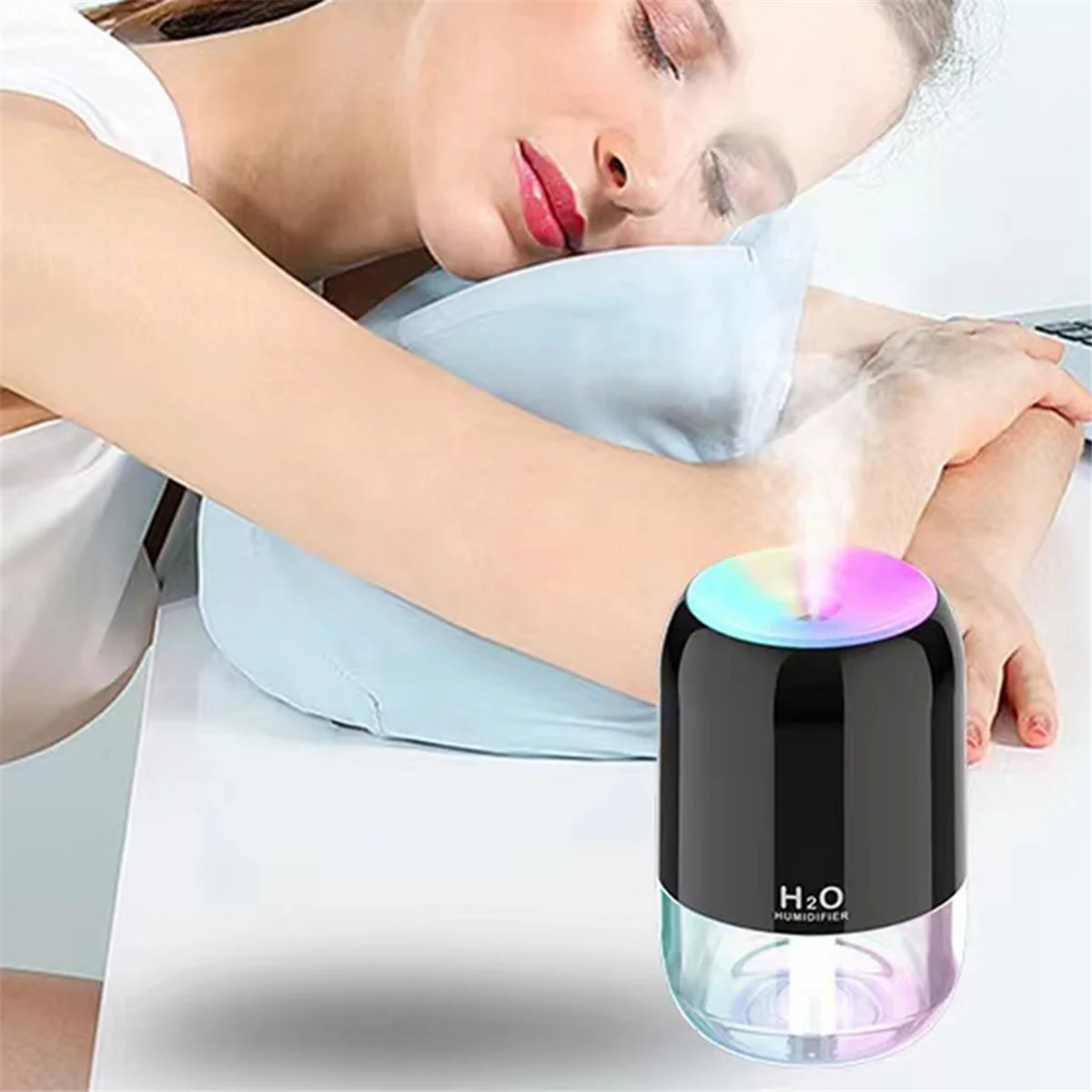 USB Air Humidifier Atmosphere Light Fragrance Intelligent Spray Colorful Aromatherapy Diffuser Humidifier for Car Home-C 2