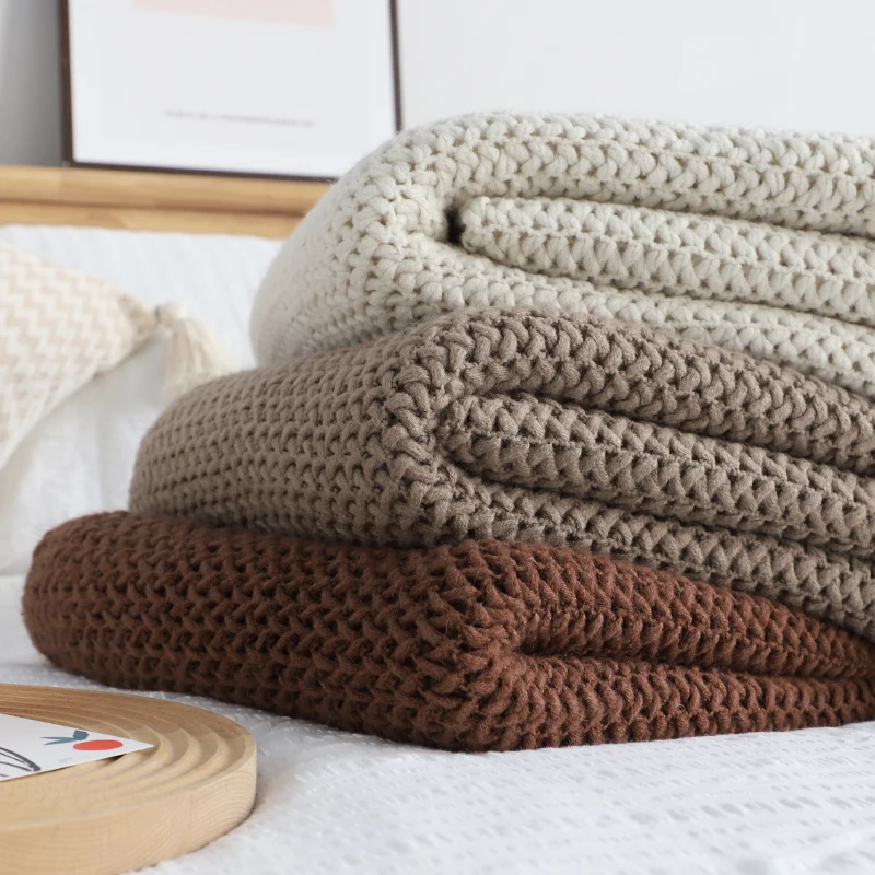 Description Picture 2 of itemAmerican Knitted Throw Blanket, Bedspread, Wool Blanket, Bedspread, Shawl, Bedspread, Lazy Sofa Cover, Bed End Towel, Home Decor