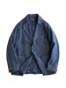 Amekaji Wear Clothes Men Blue Dyed Suit Cotton Casual Solid Color Long Sleeve Jacket 1