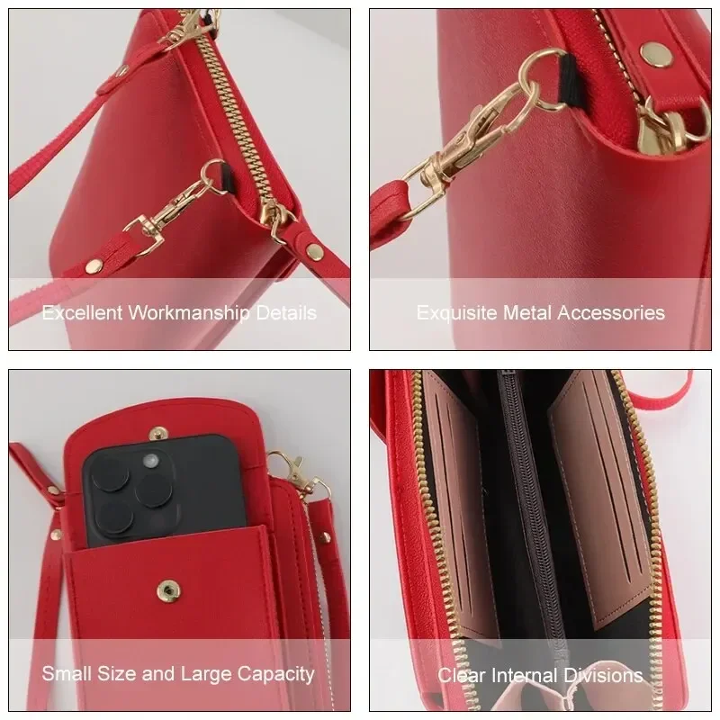 Leather Handbag Women Handbags Crossbody Bags Fashion Women Bags Soft Leather Wallets Small Crossbody Shoulder Strap Handbag For Female Purse Card Clutches Wallet